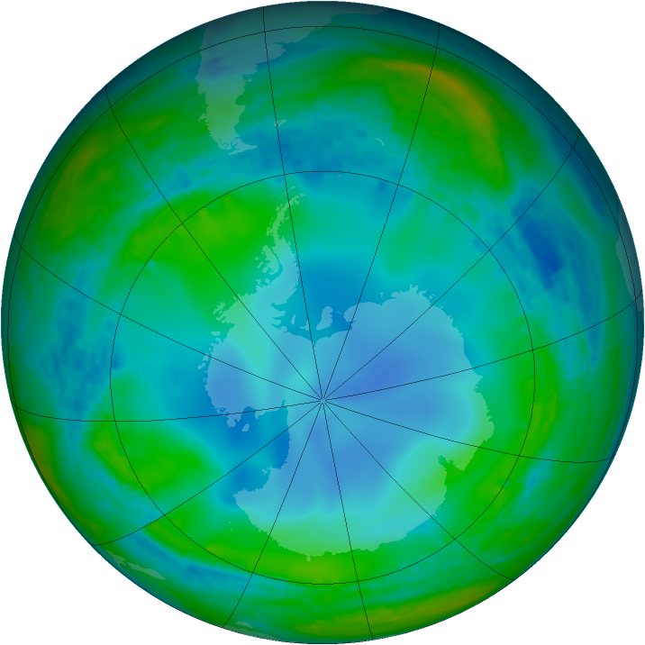 Antarctic ozone map for 26 June 2003